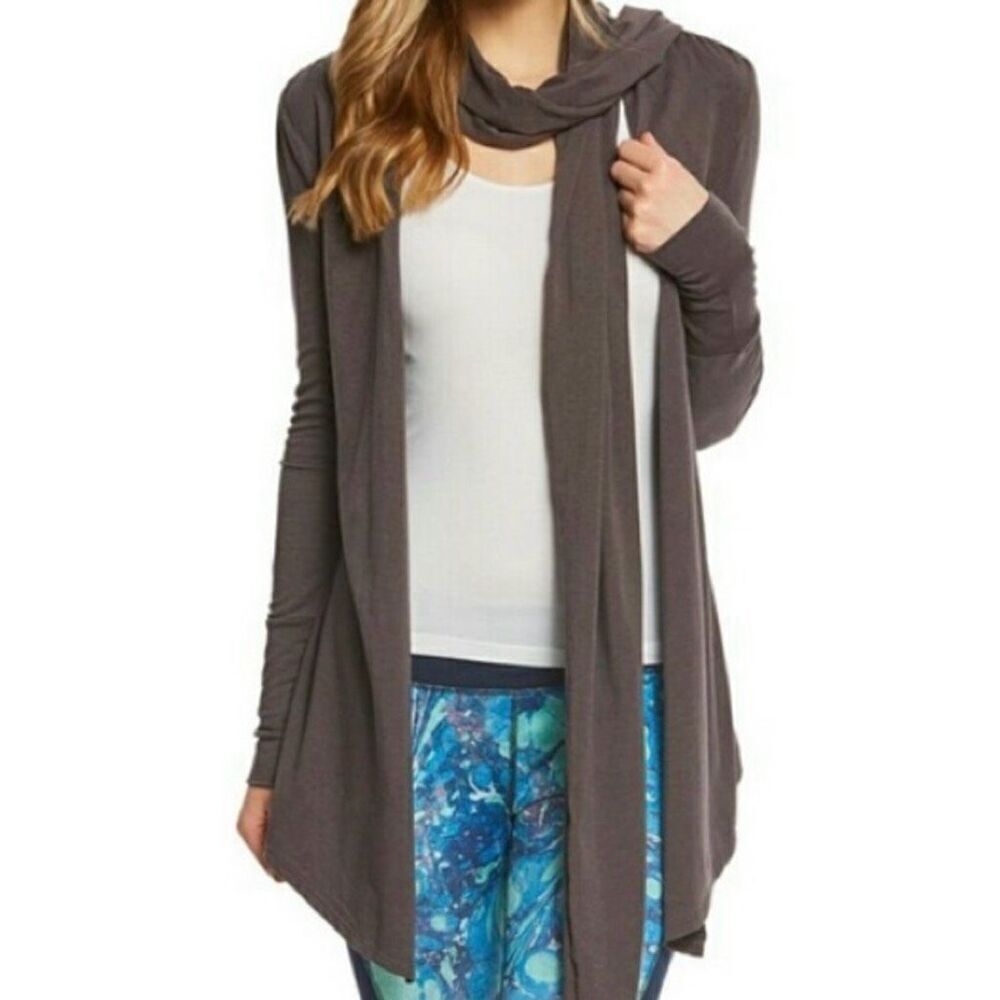 Manduka Tie Cardigan Brown Gray Medium